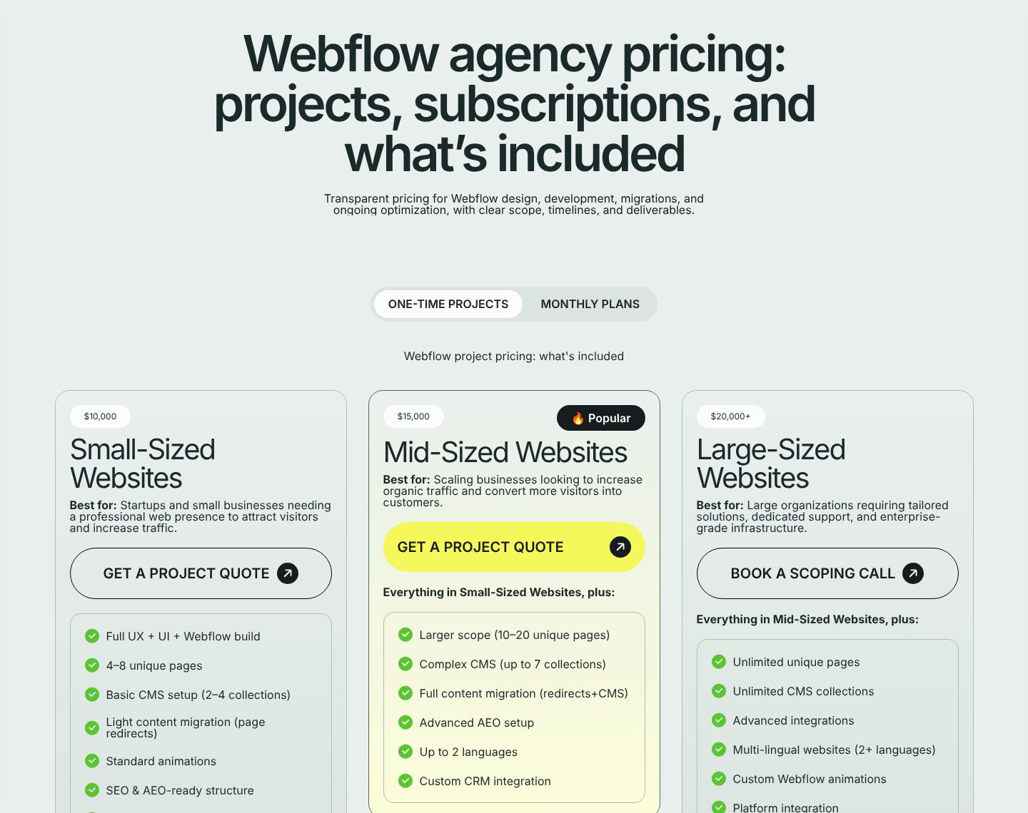 Prices, or where they start, on the Broworks website