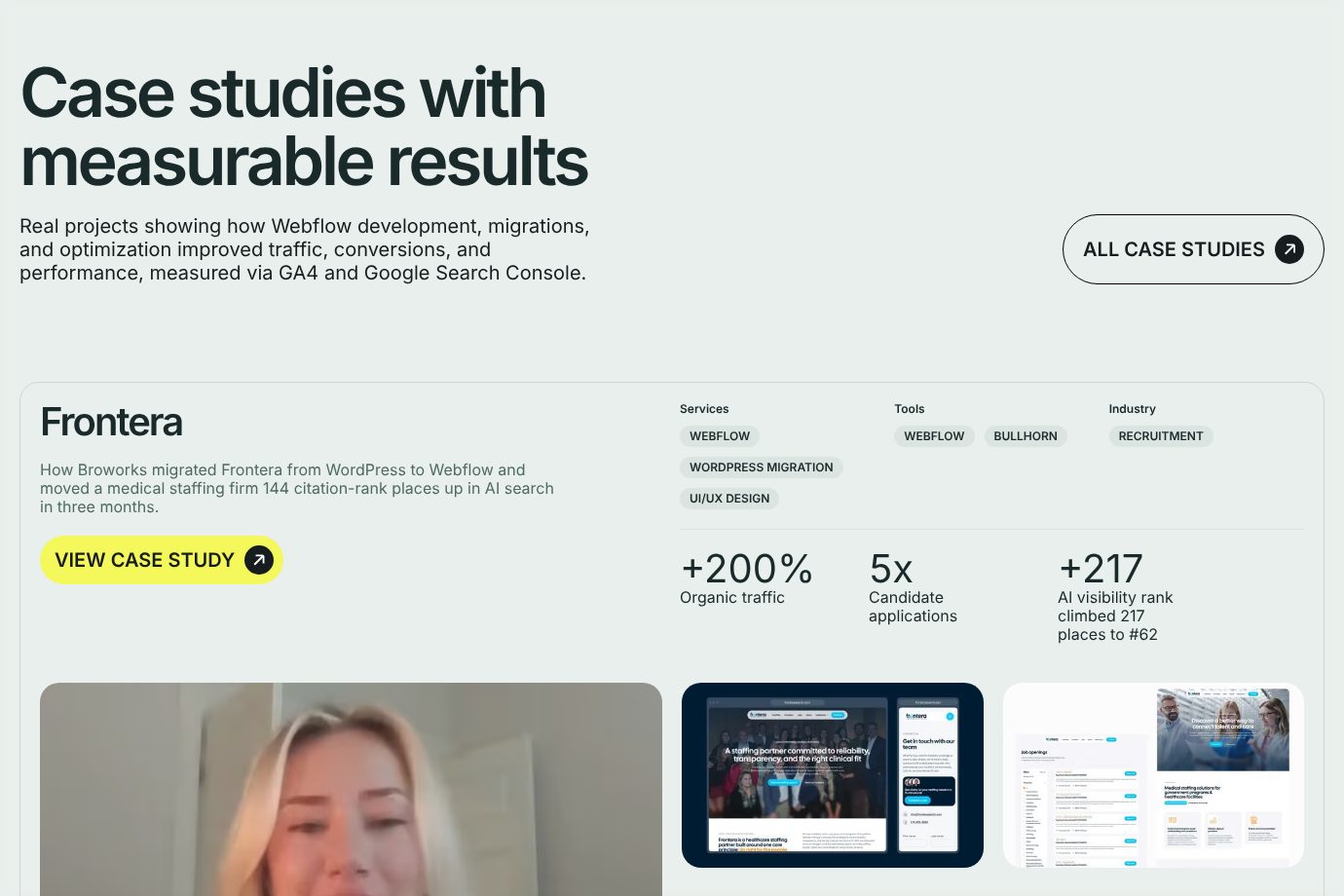 Case studies with numbers, on the Broworks website