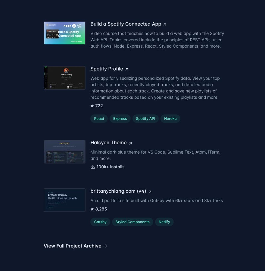 Selected work, on the Brittany Chiang website
