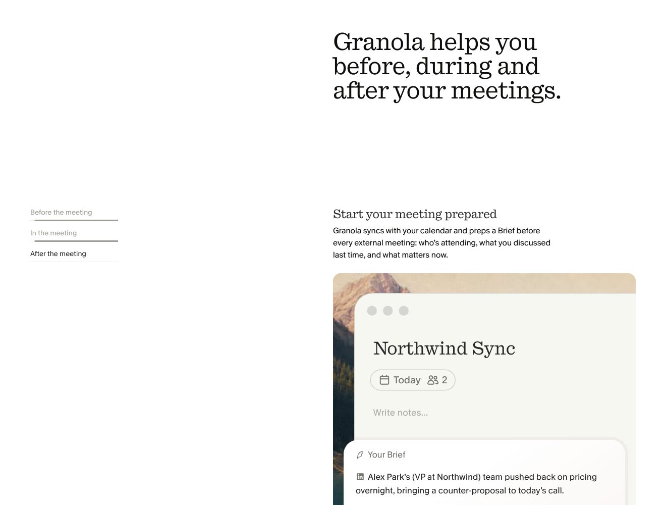 How it fits into their day, on the Granola website