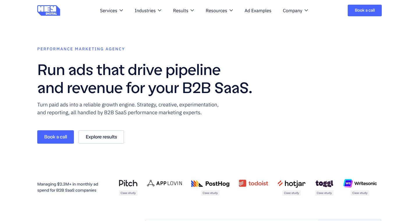 Who you work with, and the result, on the Hey Digital website