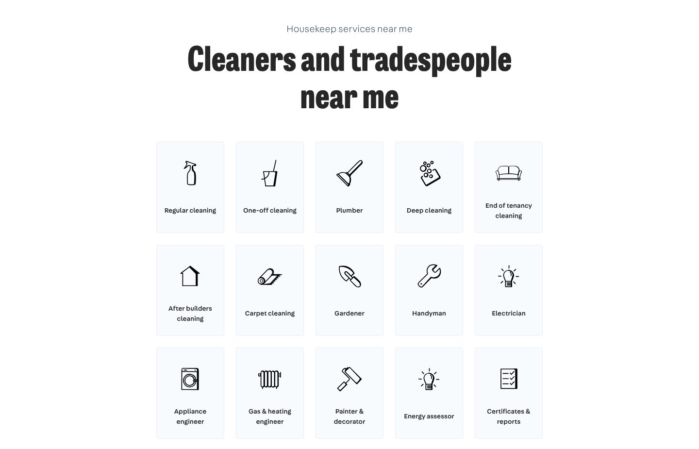 A page for every job, on the Housekeep website