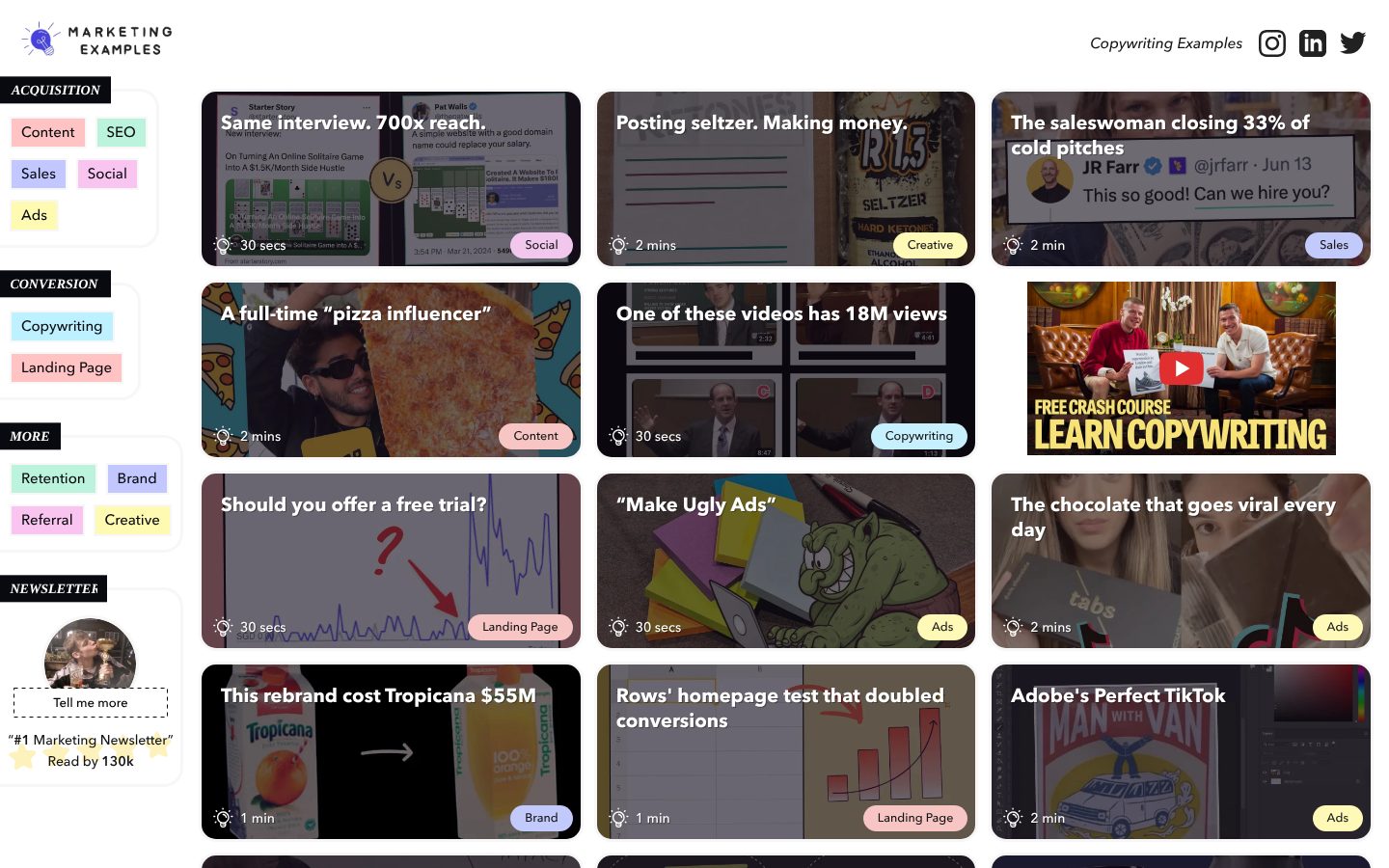 Your thinking, in public, on the Marketing Examples, Harry Dry website