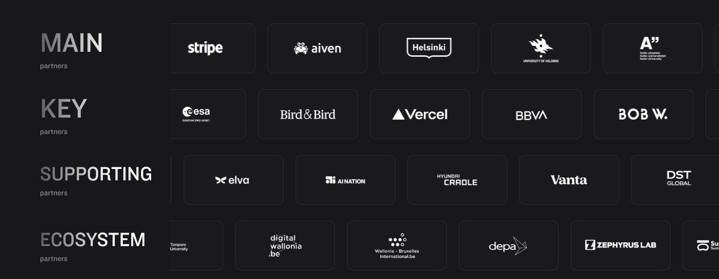 Partners in tiers, on the Slush website