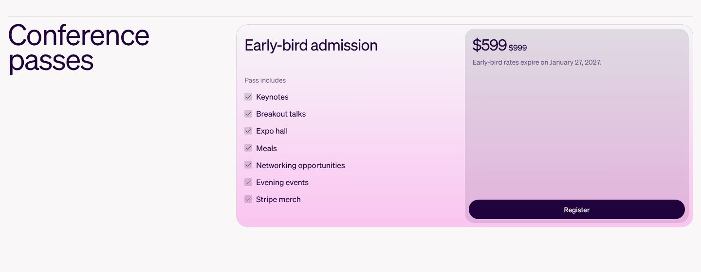 A deadline on the price, on the Stripe Sessions website